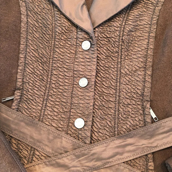 Sigrid Olsen Europe High Collar Sweater Jacket w Snap Front in Brown Size 2 - Picture 4 of 15